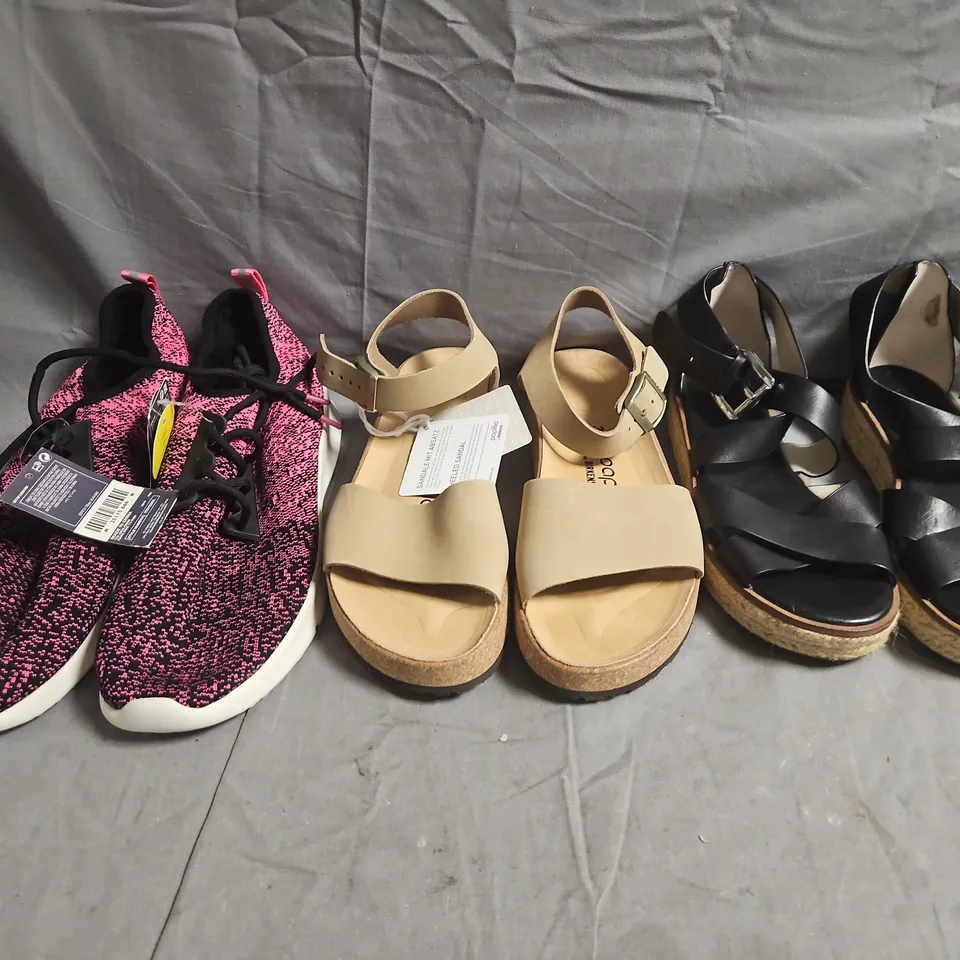 BOX OF APPROXIMATELY 15 ASSORTED PAIRS OF SHOES AND FOOTWEAR ITEMS IN VARIOUS COLOURS, STYLES, AND SIZES - COLLECTION ONLY