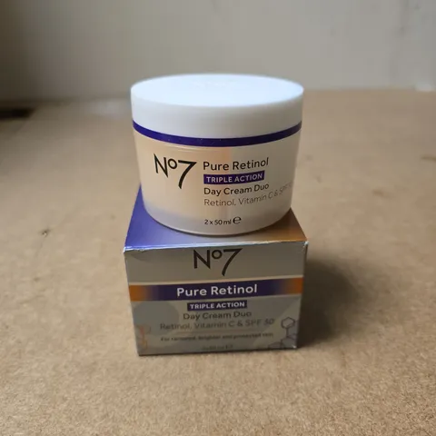 NO7 PURE RETINOL TRIPLE ACTION DAY CREAM DUO 2 X 50ML BOXED