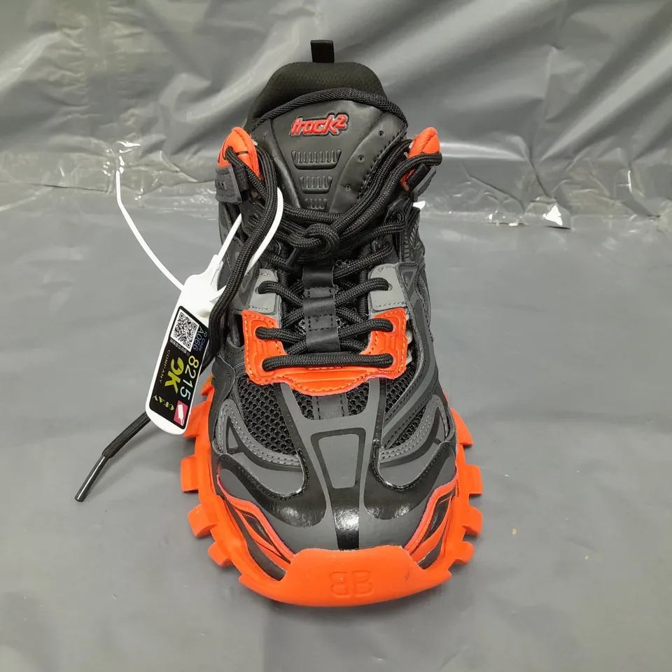 PAIR OF BALENCIAGA TRACK 2 SHOES IN BLACK/GREY/ORANGE UK SIZE 9