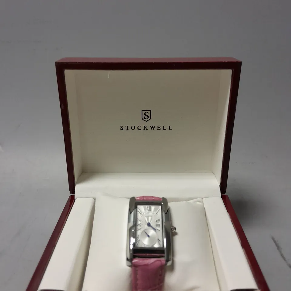 BOXED STOCKWELL WATCH WITH TEXTURED DIAL WITH SUB DIAL AND LEATHER STRAP