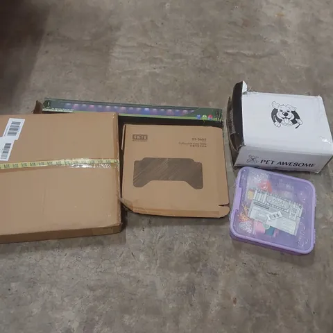 PALLET CONTAINING ASSORTED ITEMS TO INCLUDE: LED AQUARIUM LIGHT, DOG CAR SEAT, CEILING LIGHT, COLLAPSIBLE AUTO TABLE ECT