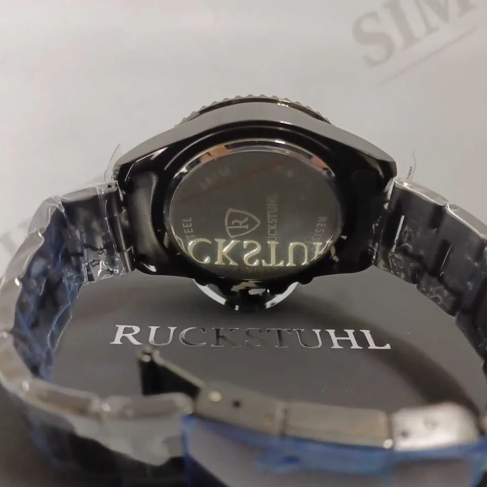 MENS RUCKSTUHL CHRONOGRAPH 8829 WATCH – BLACK DIAL - STAINLESS STEEL STRAP – 3ATM WATER RESISTANT – DATE FUNCTION-