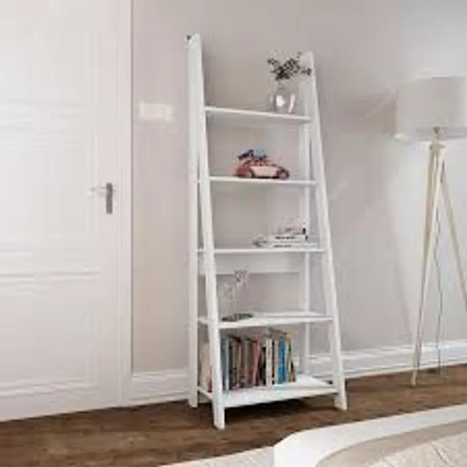 BOXED TIVA LADDER BOOKCASE - WHITE (1 BOX)