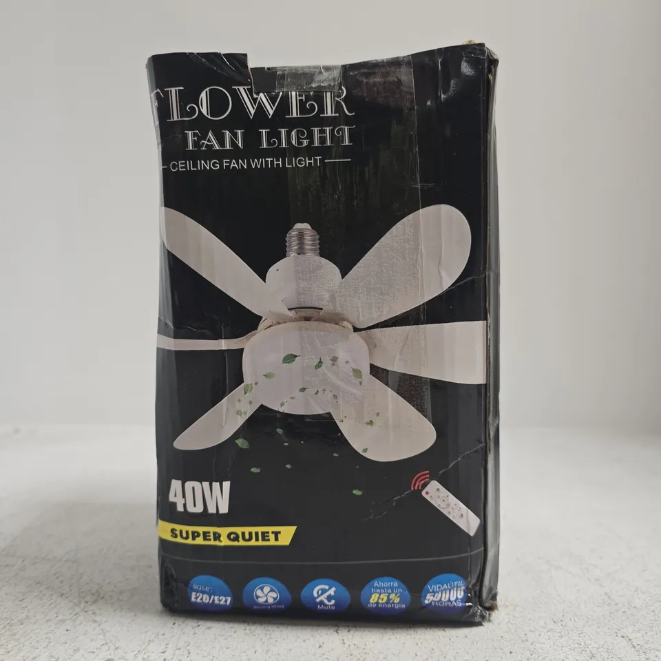 BOXED FLOWER FAN LIGHT - CEILING FAN WITH LIGHT - 40W, 20.5" WIDE