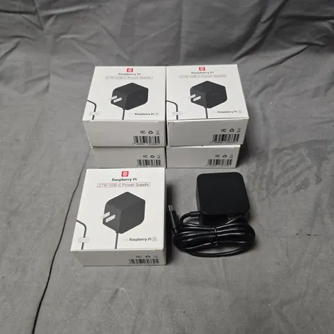 RASPBERRY PI US PLUG 27W USB-C POWER SUPPLY – FOR RASPBERRY PI 5 (BOXED, 5 UNITS)