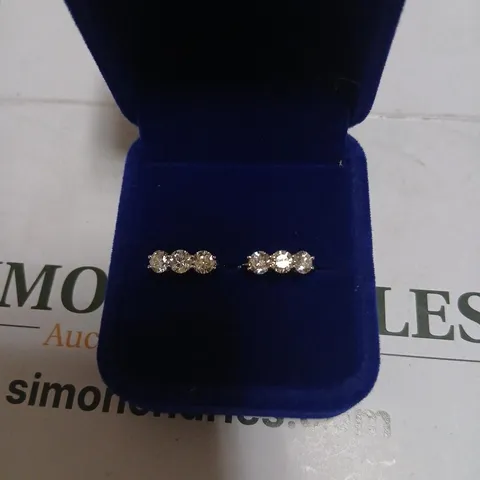 FIRE LIGHT 1.5CT LAB GROWN DIAMOND TRILOGY HUGGIE EARRINGS PLATINUM 