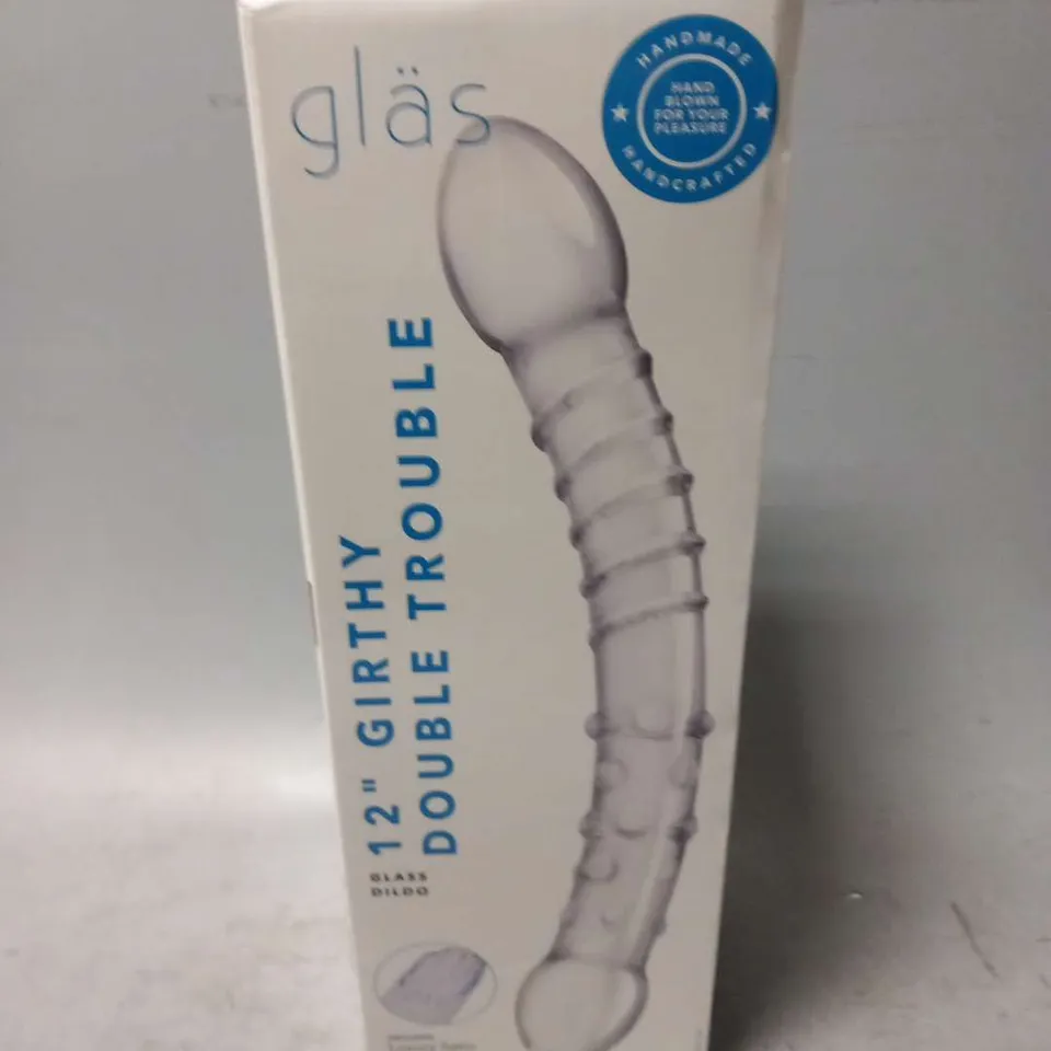 BOXED GLAS 12" GIRTHY DOUBLE TROUBLE GLASS DILDO