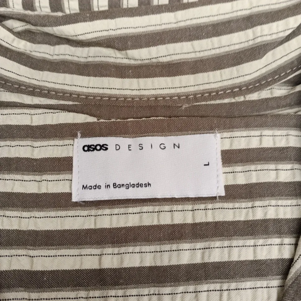 ASOS DESIGN SHIRT IN GREEN STRIPE – UK L (MADE IN BANGLADESH)