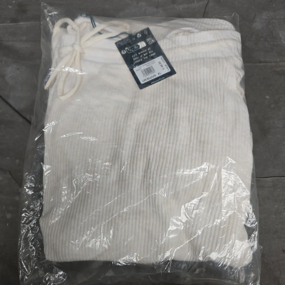 BAGGED WHITE COMPANY COSY JERSEY RIB BOTTOM IN PALE IVORY - XL