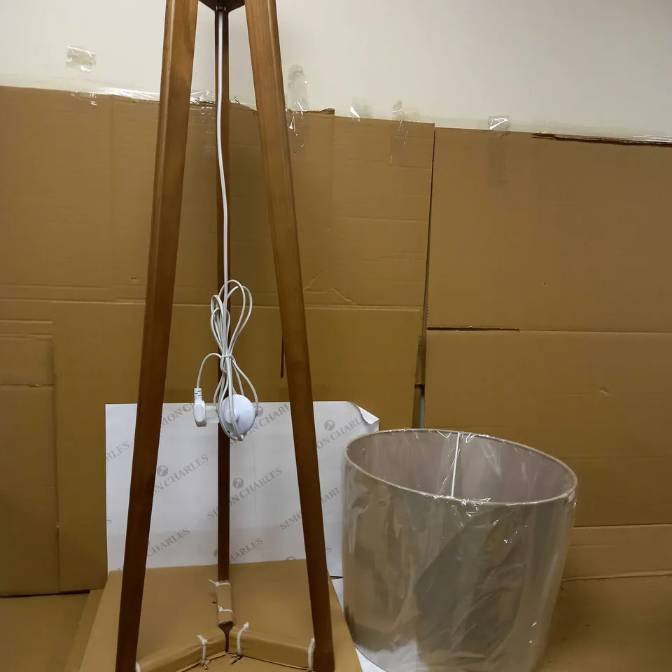 JOHN LEWIS TRINITY OAK LINEN SHADE FLOOR LAMP	