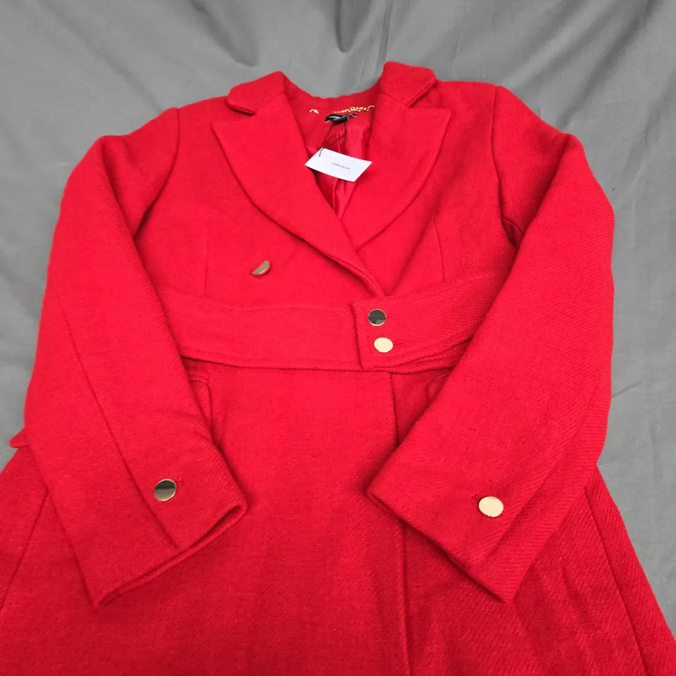 KAREN MILLEN ITALIAN WOOL BUTTON DETAIL BELTED MIDI COAT SIZE 12