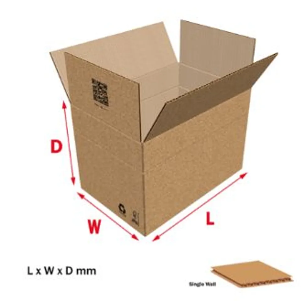 PALLET OF APPROXIMATELY 560 ALL PACK 05STOX25 OXBOX™ 0201 SINGLE WALL GLUED CARTON 70% RECYCLED 381 X 254 X 254MM (15 X 10 X 10") M/D CREASE @75MM C/W PRINT REF FSC BOXES