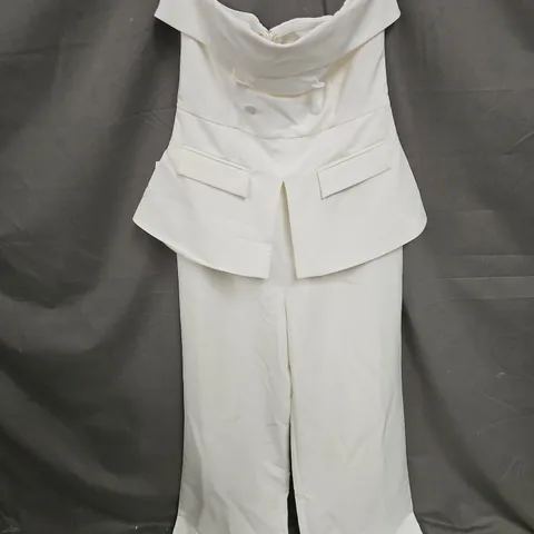 CLUB LONDON NOEMI BANDEA TAILORED JUMPSUIT IN WHITE SIZE 14