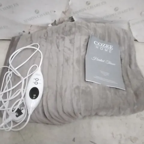 BOXED COZEE HOME HEATED PLUSH WASHABLE THROW - SILVER GREY