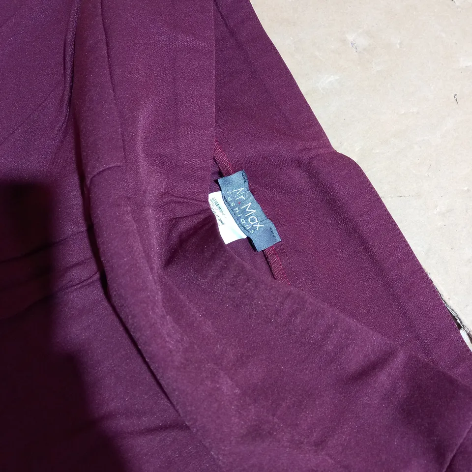 MR. MAX ELASTICATED WAIST TROUSER WINE UK 14