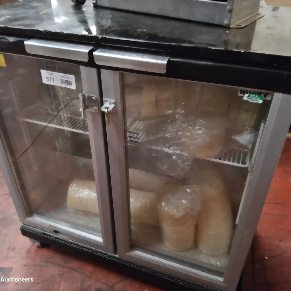 HUSKEY DOUBLE DOOR UNDER COUNTER BOTTLE DISPLAY FRIDGE