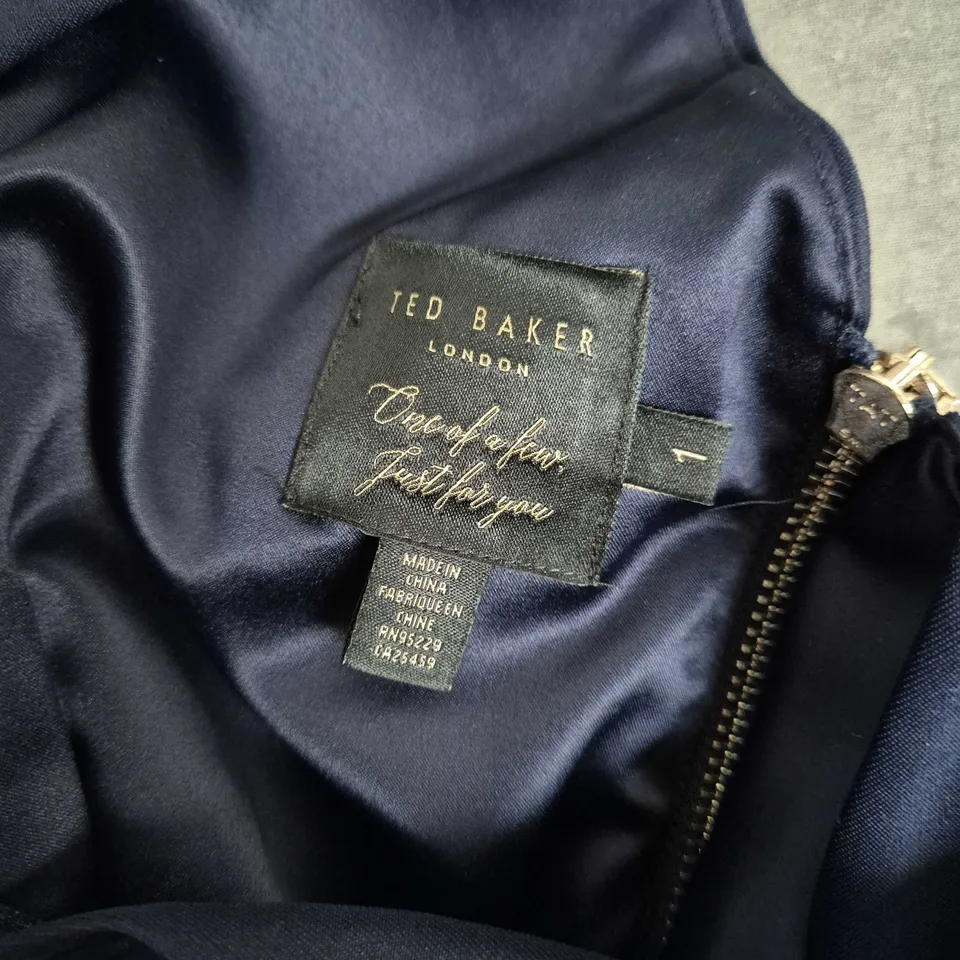 TED BAKER BACK ZIP DRESS IN NAVY - SIZE 1