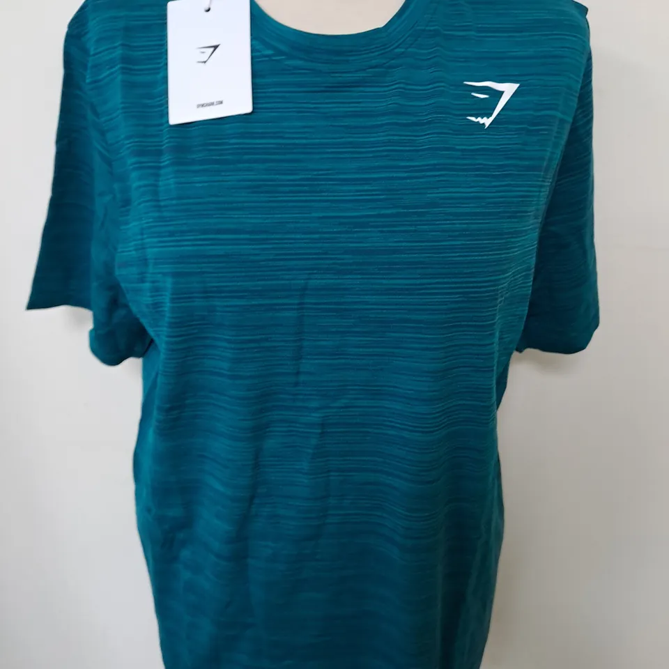 GYMSHARK HEATHER SEAMLESS T-SHIRT IN DEEP TEAL - M