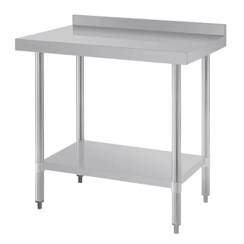 BOXED VOGUE STAINLESS STEEL PREP TABLE WITH UPSTAND 900MM