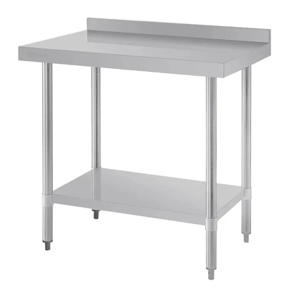 BOXED VOGUE STAINLESS STEEL PREP TABLE WITH UPSTAND 