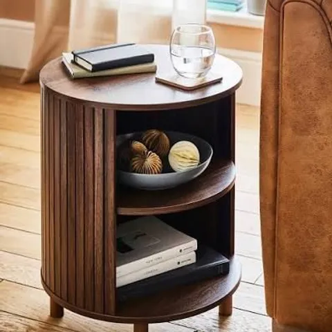 TATE ROUND OPENSIDE TABLE WALNUT ZG245 564 X 479 X 90MM BOXED
