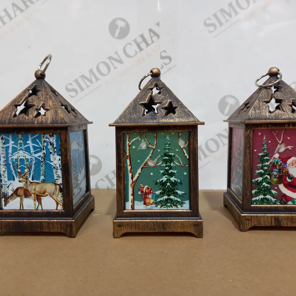 3 X BOXED MINATURE FESTIVE SET OF PRE LIT LANTERNS 
