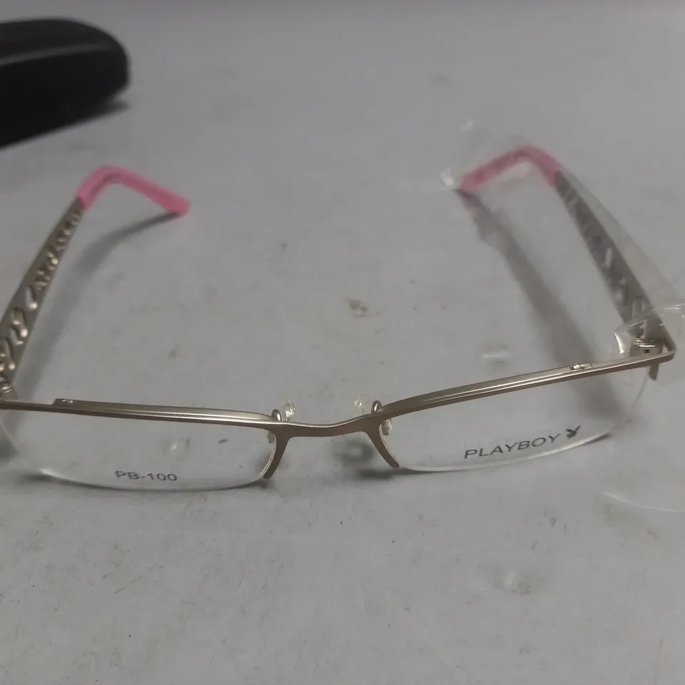PAIR OF PLAYBOY GLASSES WITH PINK DETAIL IN CASE