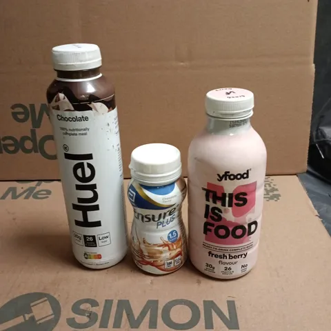 APPROXIMATELY 8 FOOD SUPPLEMENT DRINKS TO INCLUDE HUEL, YFOOD AND ENSURE PLUS
