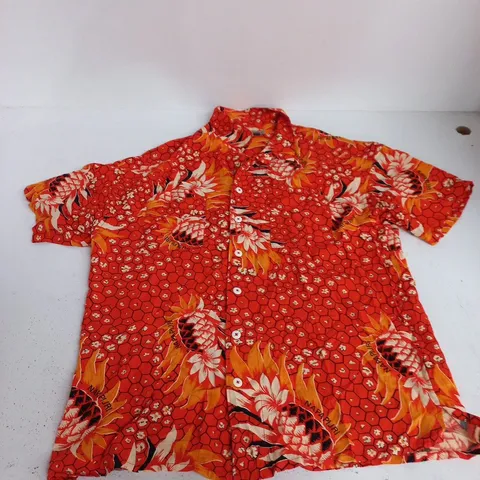 NAPAPIJRI TROPICAL PRINT SHIRT – ORANGE/RED FLORAL PATTERN – UK SIZE L