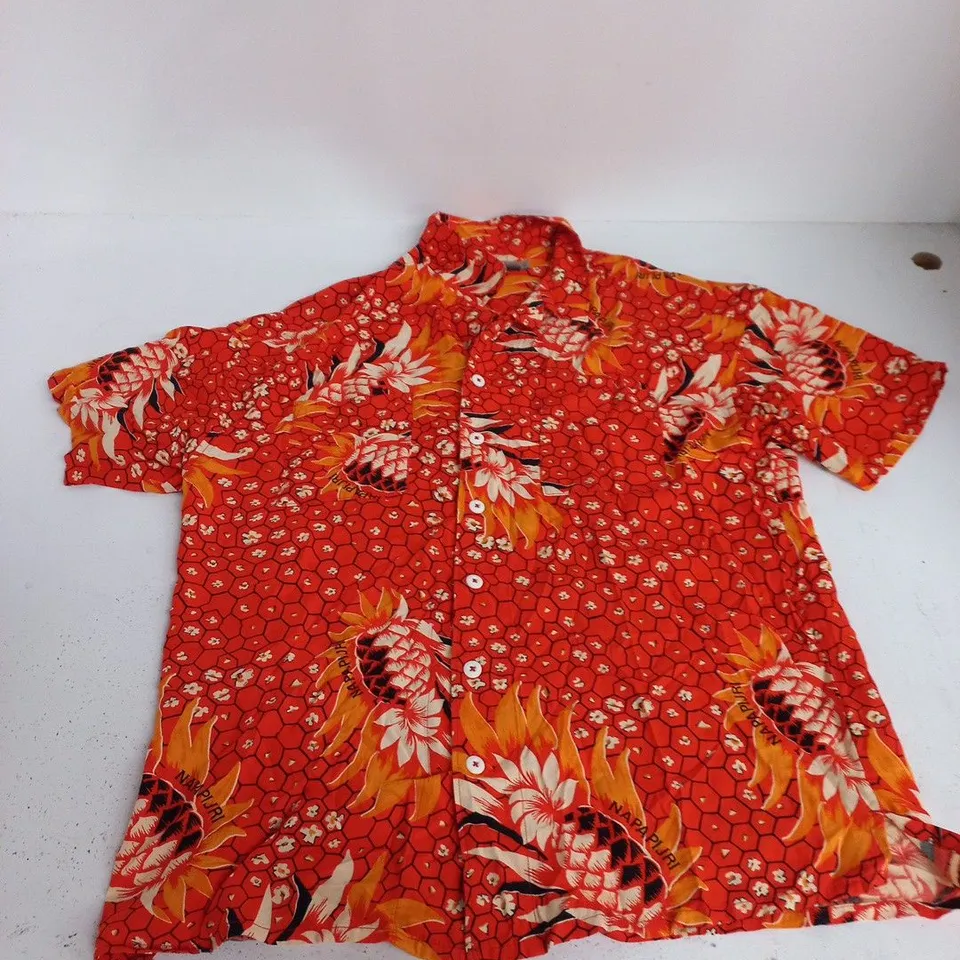 NAPAPIJRI TROPICAL PRINT SHIRT – ORANGE/RED FLORAL PATTERN – UK SIZE L
