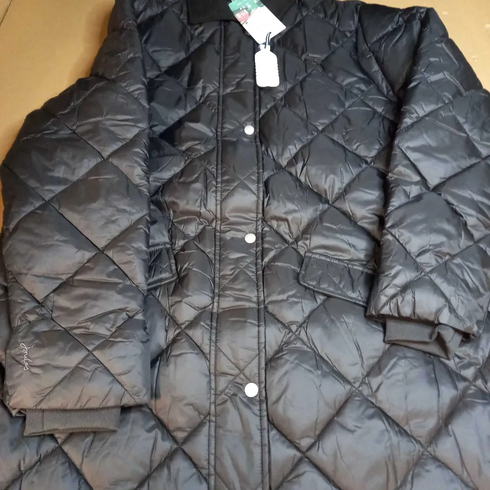 JOULES LONG COAT IN BLACK - UK 16