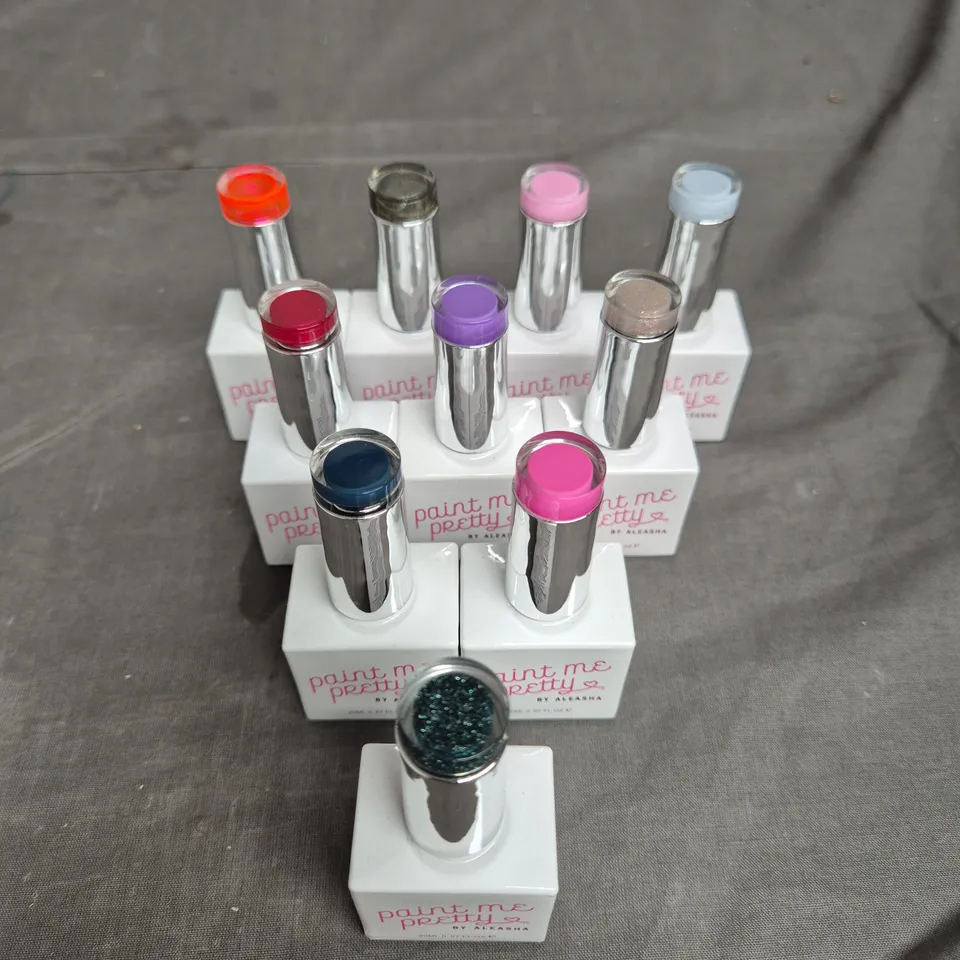 LOT OF 10 PAINT ME PRETTY BY ALEASHA GEL NAIL VARNISH - ASSORTED COLOURS - 12ML