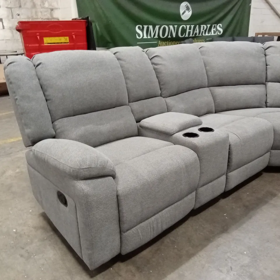 PRAGA CORNER FABRIC MANUAL RECLINER SOFA - GREY