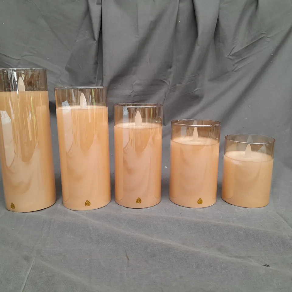 SET OF 5 LED FLAME CANDLE LIGHTS IVORY