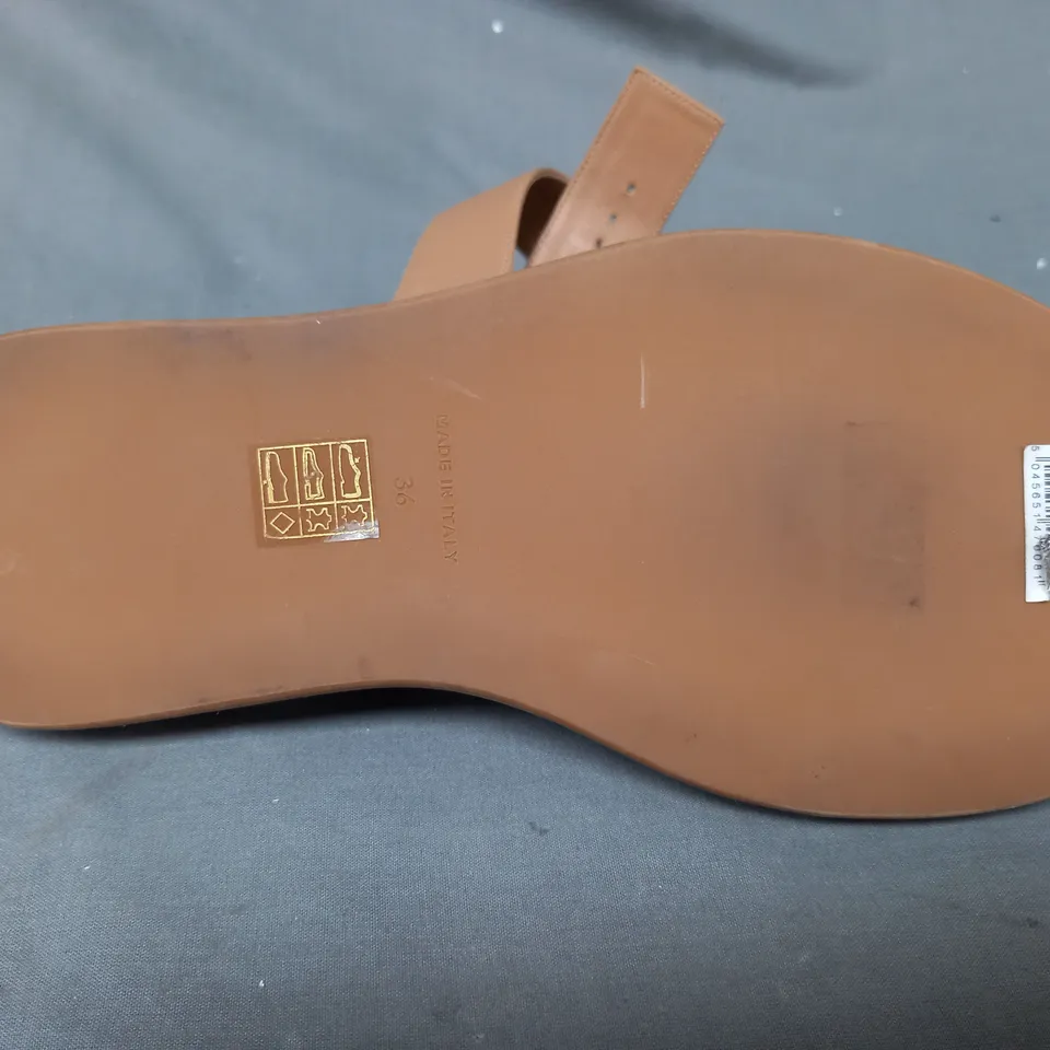 BOXED PAIR OF GIA/RHW WRAP SANDALS IN BROWN EU SIZE 36