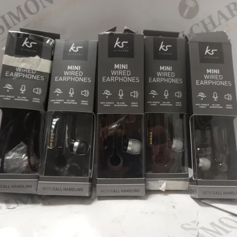 BOX OF APPROX 5 KITSOUND MINI WIRED EARPHONES