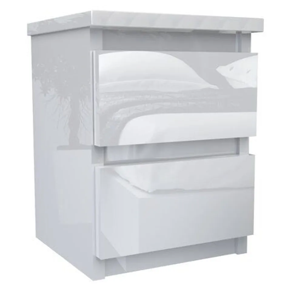 BEDSIDE 2 DRAWER CHEST - WHITE