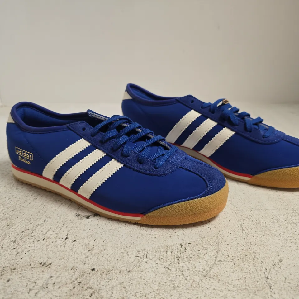 PAIR OF ADIDAS ITALIA 70S TRAINERS IN BLUE/WHITE/RED SIZE UK 7.5