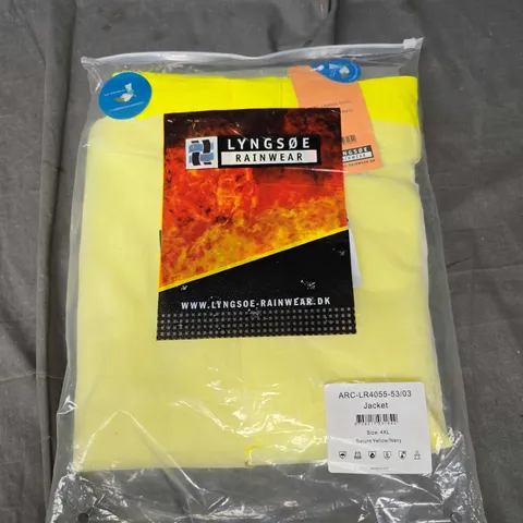LYNGSOE RAINWEAR WORKERS WATERPROOF JACKET IN YELLOW/NAVY - 4XL