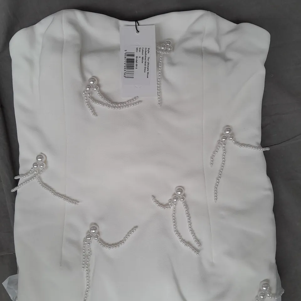 ODDMUSE THE ULTIMATE MUSE EMBELLISHED MIDI BRIDAL DRESS IN WHITE SIZE SMALL