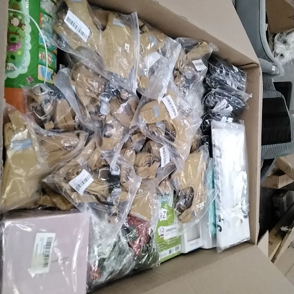 PALLET CONTAINING 6 BOXES OF ASSORTED HOUSEHOLD ITEMS TO INCLUDE SEALED PLANET COLLECTION DVDS, PUPPY HARNESSES ANDMIEPE HOOVER BAGS