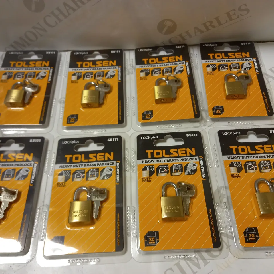 LOT OF APPROX 12 TOLSEN HEAVY DUTY BRASS PADLOCKS