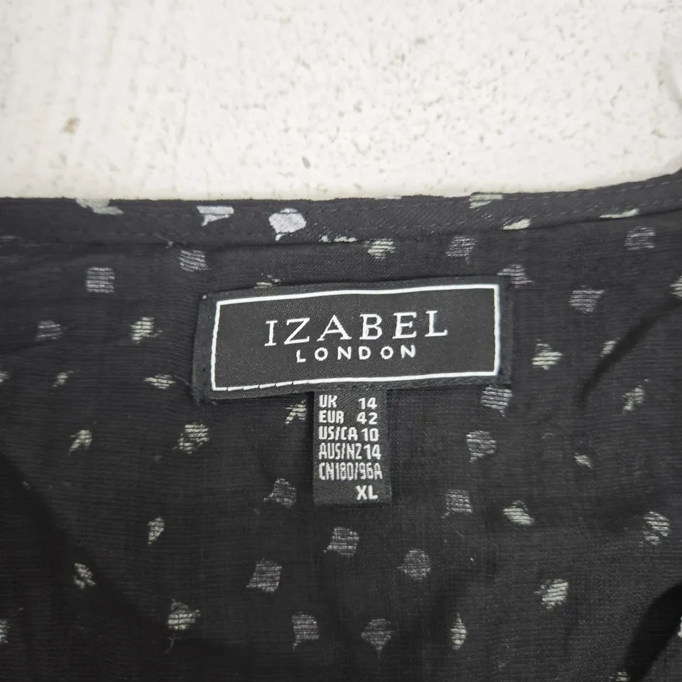 IZABEL LONDON WOMEN'S BLACK PRINT BLOUSE – UK 14