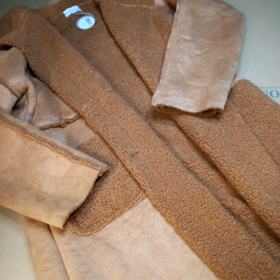APRICOT AVIATOR SOFT TRIM SUEDETTE COAT - S/M