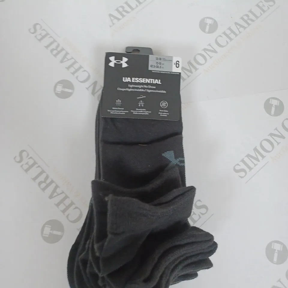 UNDER ARMOUR LIGHTWEIGHT SOCKS SIZE 12-15 - PACK OF 6