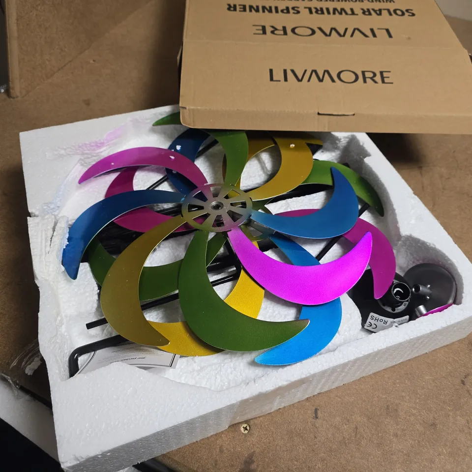 LIVMORE SOLAR TWIRL SPINNER WIND-POWERED GARDEN STAKE