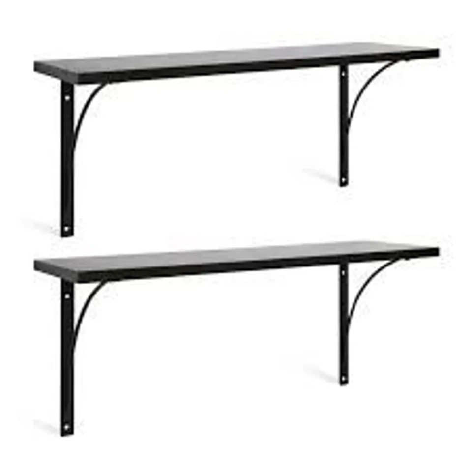 BOXED HABITAT SET OF 2 BRACKET SHELVES - BLACK