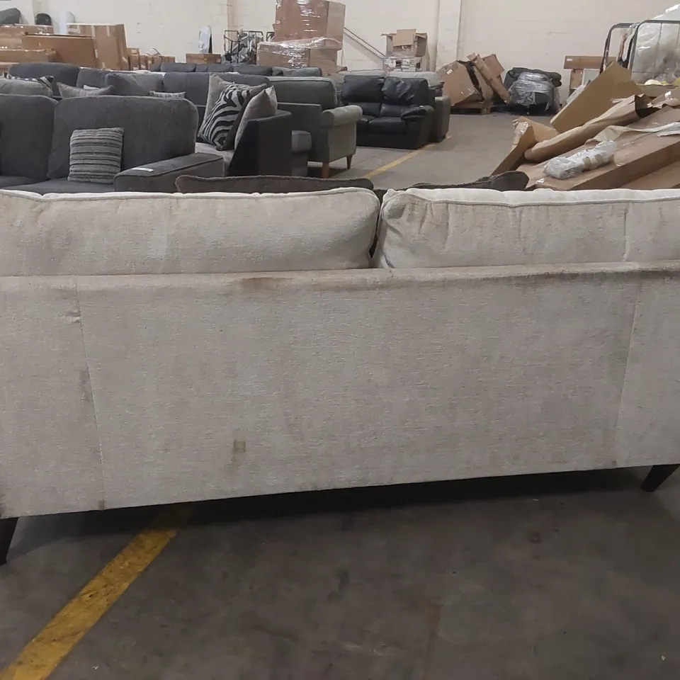 QUALITY DESIGNER SANREMO 3 SEATER CHENILLE UPHOLSTERED SOFA - NATURAL