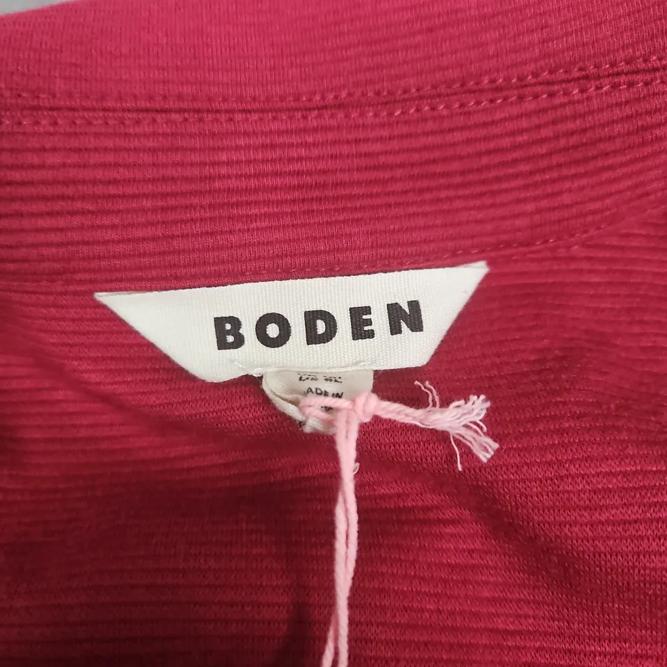 UK 10L BODEN WOMEN'S RED KNIT DRESS – ZIP-NECK, SHORT SLEEVE (US 6L)