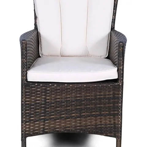 BOXED SET OF 2 GIARDINO RATTAN SAVANNAH DINING CHAIRS - BROWN/IVORY
